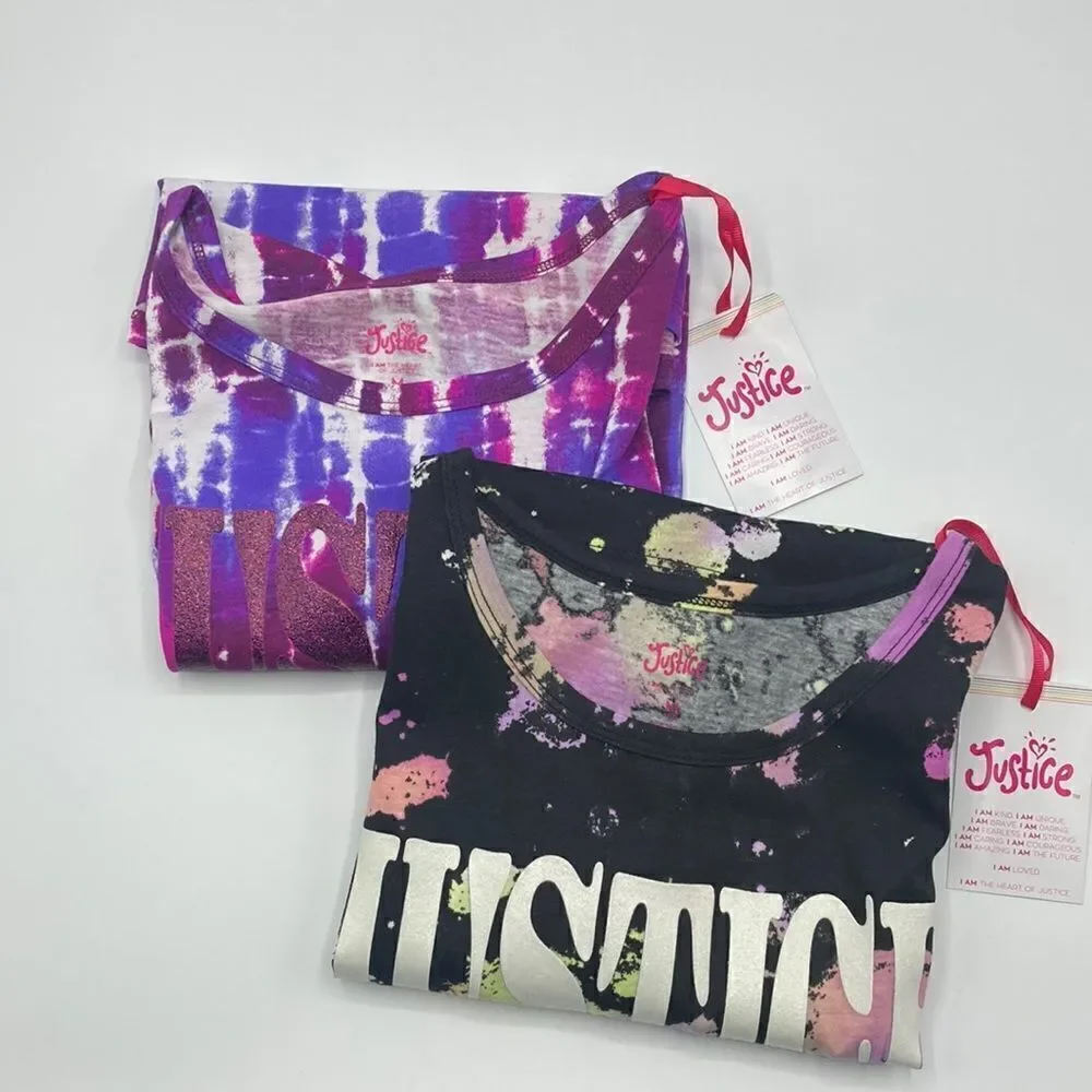 Justice Girls Short Sleeve Tie Dye Tee T-Shirts 2-Pack Size M 10